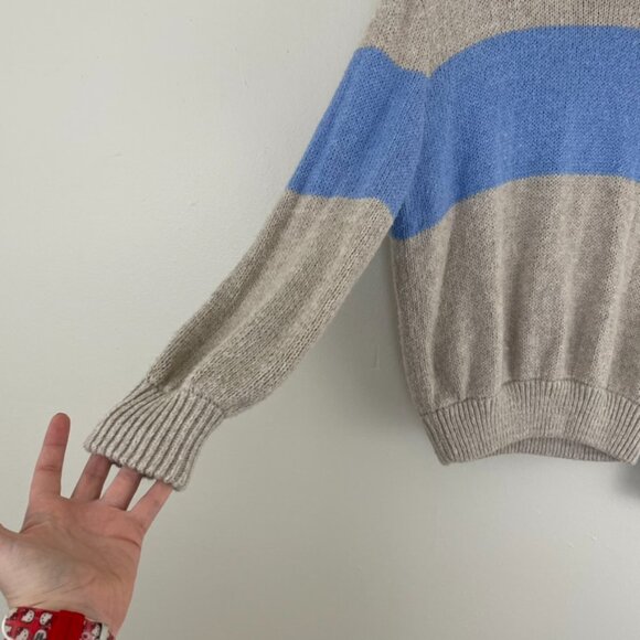 Aerie Oh Snow Soft Mock Neck Striped Pullover Sweater Size Small - Picture 5 of 6